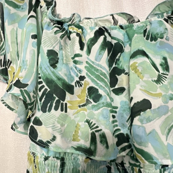 Women's Off-Shoulder Rabbit Rabbit Rabbit Floral Ruffle Flowy Maxi Dress Sz‎ 16 - Picture 4 of 11